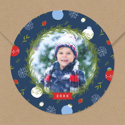 Holiday Whimsy Personalisiertes Weihnachtsfest Fot Runder Aufkleber