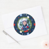 Holiday Whimsy Personalisiertes Weihnachtsfest Fot Runder Aufkleber (Umschlag)