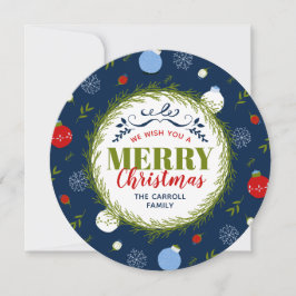 Holiday Whimsy Round Christmas Foto Card Feiertagskarte