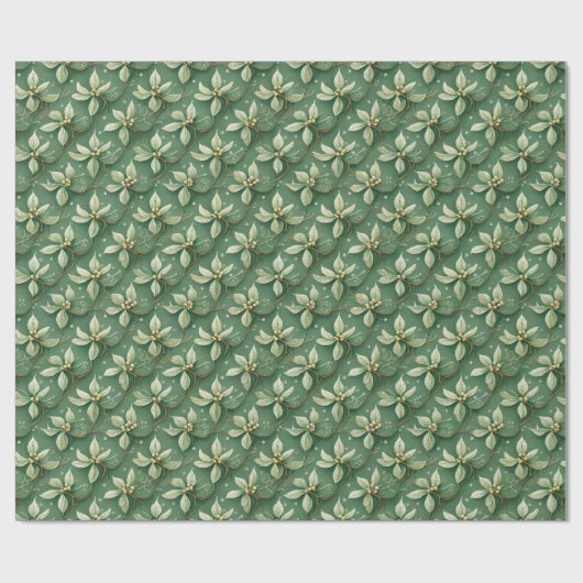 Holiday White Poinsettia Geschenkpapier (Flach)