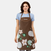 Holiday White Pumpkin Watercolor Art Pattern Schürze (Getragen)