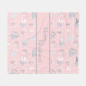 Holiday White Snowflakes Frohe Weihnachtsbäume Fleecedecke (Vorderseite (Horizontal))