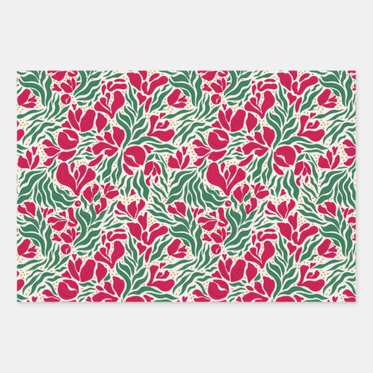 Holiday Wild Florals Wrapping Paper - White Geschenkpapier Set (Vorderseite)