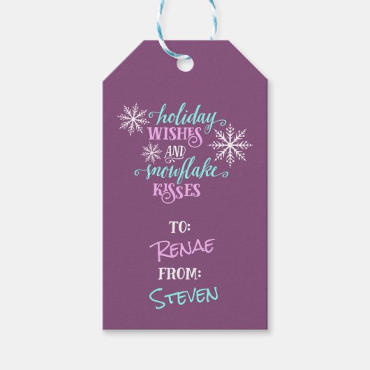 Holiday Wings Snowflake Kisses Personalisiertes Ge Geschenkanhänger (Vorderseite)