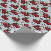 Holiday Winter Cherries Wrapping Paper – Ice Blue  Geschenkpapier (Ecke)