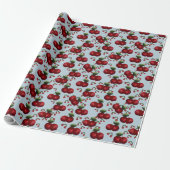 Holiday Winter Cherries Wrapping Paper – Ice Blue  Geschenkpapier (Ungerollt)