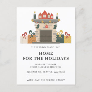 Holiday Winter Fireplace Zuhause Weve Moving Holid Postkarte