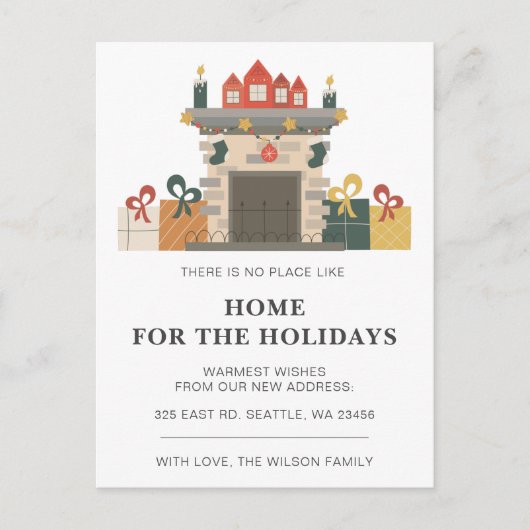 Holiday Winter Fireplace Zuhause Weve Moving Holid Postkarte (Vorderseite)