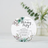 Holiday Winter Floral Corporate Weihnachten Party Einladung (Stehend Vorderseite)