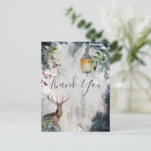 Holiday Winter Fores Szene Vielen Dank Ihre Karte (Stehend Vorderseite)