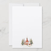 Holiday Winter Rote Kirche Pine Trees Save the Dat Einladung (Rückseite)