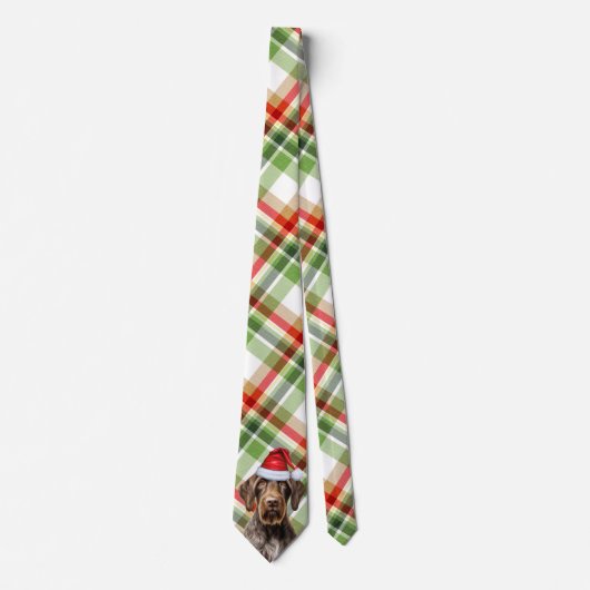 Holiday Wirehaired Pointer Dog Plaid Christmas Krawatte (Vorderseite)