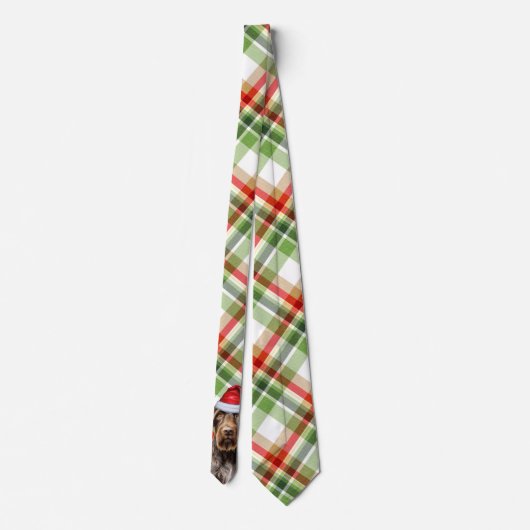 Holiday Wirehaired Pointer Dog Plaid Christmas Krawatte (Rückseite)