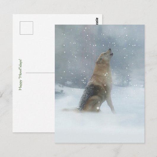 Holiday Wolf und Snow Happy Howlidays Postkarte (Vorne/Hinten)