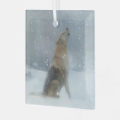 Holiday Wolf und Snow Howling Ornament Aus Glas (Vorderseite links)