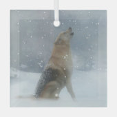 Holiday Wolf und Snow Howling Ornament Aus Glas (Vorderseite)