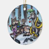 Holiday Wolves Keramik Ornament (Links)