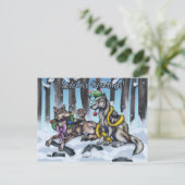 Holiday Wolves Postkarte (Stehend Vorderseite)