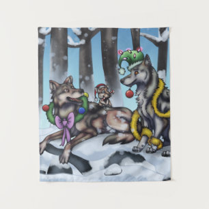 Holiday Wolves Wandteppich