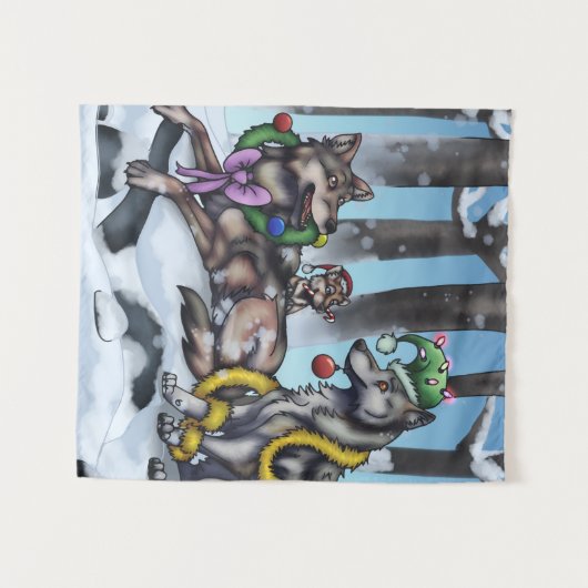 Holiday Wolves Wandteppich (Vorderseite (Horizontal))