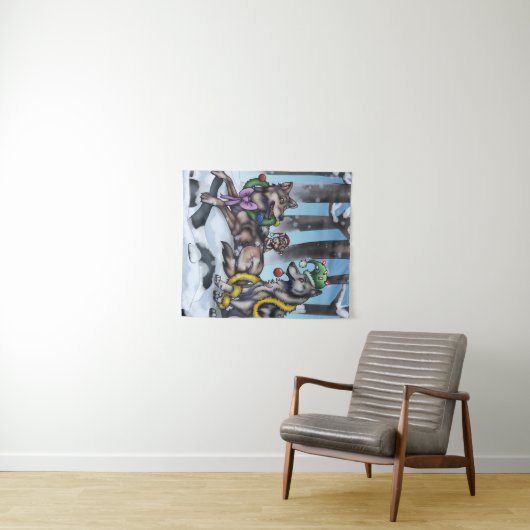 Holiday Wolves Wandteppich (Beispiel (Horizontal))