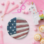 Holiday Wooden American Flag Pappteller (Party)