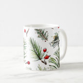 Holiday Woodland Pine & Red Berries Design Kaffeetasse (VorderseiteRechts)