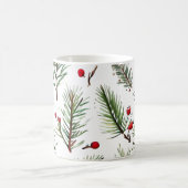 Holiday Woodland Pine & Red Berries Design Kaffeetasse (Mittel)