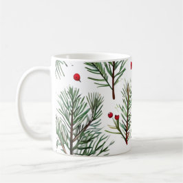 Holiday Woodland Pine & Red Berries Design Kaffeetasse