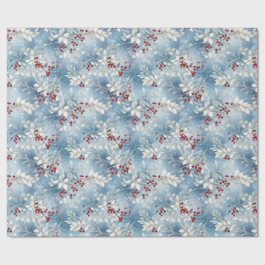 Holiday Wrapping Paper Blue Mattiert Holly Geschenkpapier (Flach)