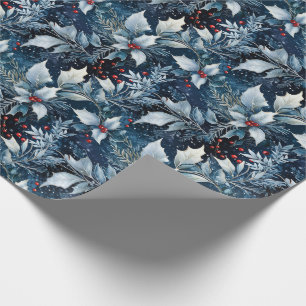 Holiday Wrapping Paper Blue Mattiert Holly Geschenkpapier