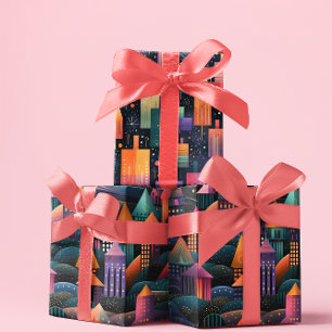 Holiday Wrapping Paper Flat Sheet Set of 3 Geschenkpapier Set