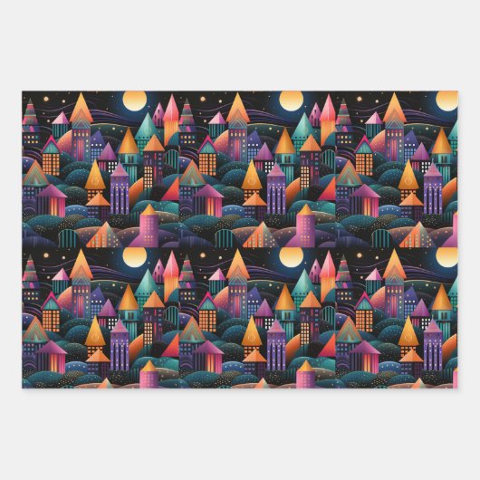 Holiday Wrapping Paper Flat Sheet Set of 3 Geschenkpapier Set (Vorderseite)