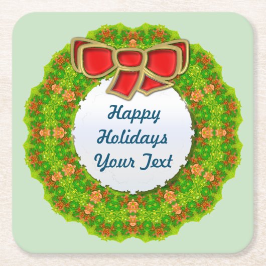 Holiday Wreath Abstrakt Modernes geometrisches Des Rechteckiger Pappuntersetzer (Vorderseite)