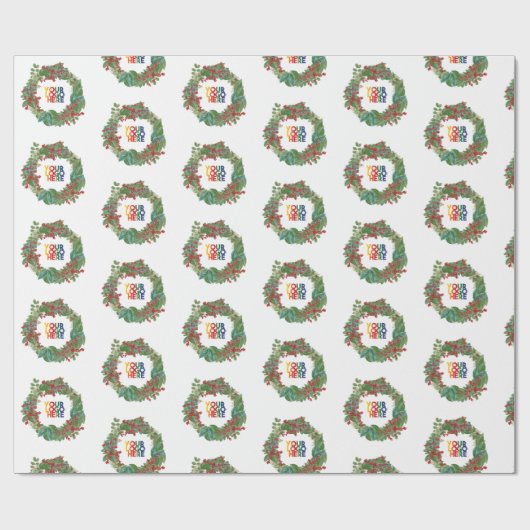 Holiday Wreath Business Logo Christmas  Geschenkpapier (Flach)