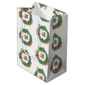 Holiday Wreath Business Logo Christmas  Mittlere Geschenktüte (Rückseite Schrägansicht)