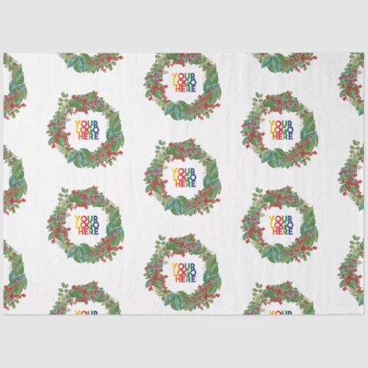 Holiday Wreath Business Logo Christmas Seidenpapier (Vorderseite)