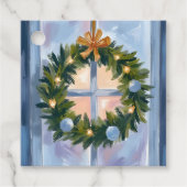 Holiday Wreath Christmas Watercolor Geschenkanhänger (Vorderseite)