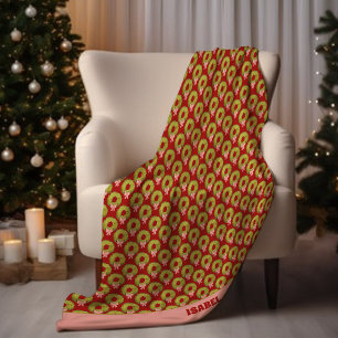 Holiday Wreath Coquette Bow Name Christmas Kitsch Fleecedecke