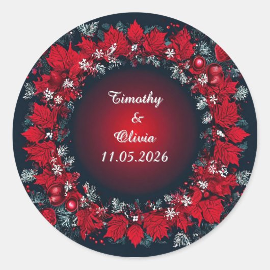 Holiday Wreath Design Runder Aufkleber (Vorderseite)