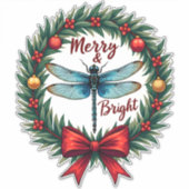 Holiday Wreath Dragonfly Aufkleber (Vorderseite)