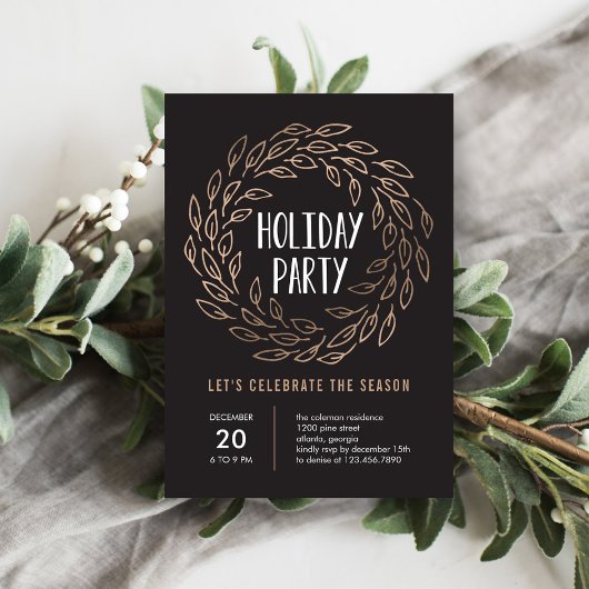 Holiday Wreath EDITABLE FARBE Party Einladung