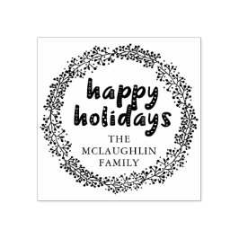 Holiday Wreath Happy Holidays Custom Rubber Briefm Gummistempel