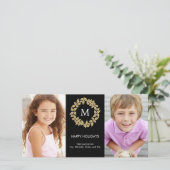 Holiday Wreath Holiday Foto Card Feiertagskarte (Stehend Vorderseite)