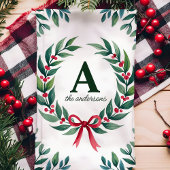 Holiday Wreath Monogram Personalisiert Weihnachten Geschirrtuch