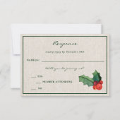 Holiday Wreath Poinsettia Weihnachtsreaktion RSVP Karte (Vorderseite)