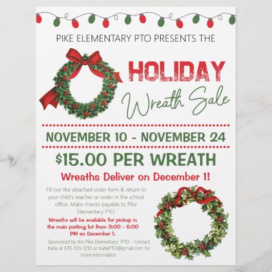 Holiday Wreath Sale Fundraiser Flyer (Vorne)