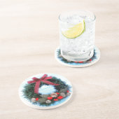 Holiday Wreath Sandstein Untersetzer (Seite)