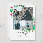 Holiday Wreath Script 3 Foto Frohe Weihnachtsschic (Vorderseite)