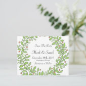 Holiday Wreath Sketched Save the Date Ankündigungspostkarte (Stehend Vorderseite)